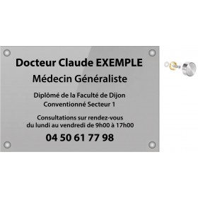 Plaque plexiglass ARGENT lettrage NOIR 30 x 20 (ép. 5 mm)
