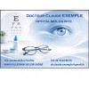Carte Rendez-vous Ophtalmologiste Vision Élite Bleue, Carte de visite médicale affichant un œil en façade et lunettes.