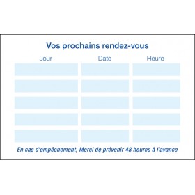 Cartes de rendez-vous Ophtalmologue