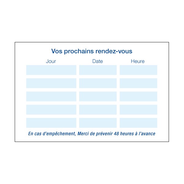 Cartes de rendez-vous Ophtalmologue