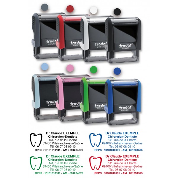 Tampon Médical Logo Chirurgien-Dentiste 5 lignes