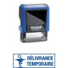 Tampon Délivrance Temporaire illustré, course d’impression Trodat pour délivrance temporaire en pharmacie avec logo DÉLIVRANCE T