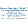 Tampon médecin affiché avec les informations professionnelles du Docteur Dominique Exemples, adresse et contacts. Trodat Printy