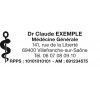 Tampon médical avec caducée illustrant le symbole médical, accompagné des coordonnées et de la désignation Professionnel et Robu