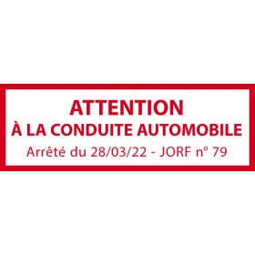 Tampon ATTENTION à la conduite automobile - Empreinte