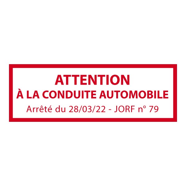 Tampon ATTENTION à la conduite automobile - Empreinte