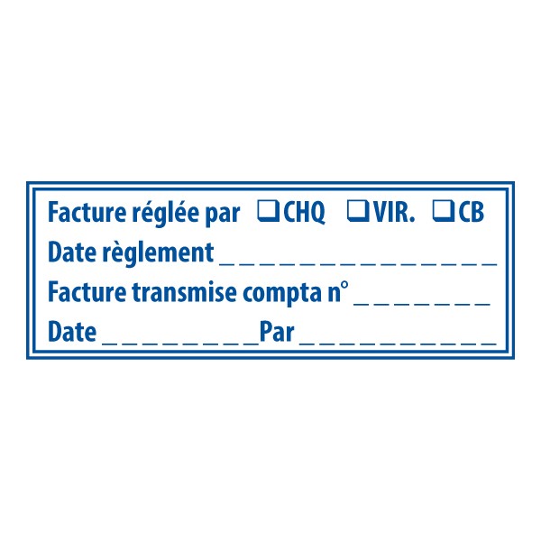 Tampon Facture réglée Chèque-Virement-CB - Empreinte