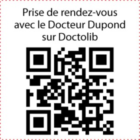 Tampon carré QR Code Doctolib Trodat 4924 - Exemple d'empreinte personnalisée pour médecin.