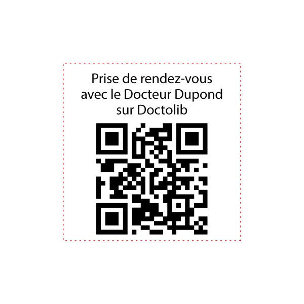 Tampon carré QR Code Doctolib Trodat 4924 - Exemple d'empreinte personnalisée pour médecin.