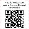 Tampon carré QR Code Doctolib Trodat 4924 - Exemple d'empreinte personnalisée pour médecin.