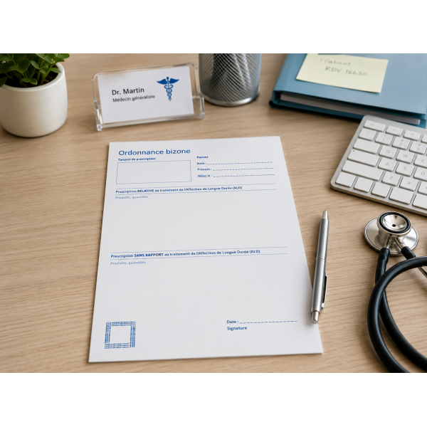 Impression d'ordonnances bizones médicales pour professionnels de santé, papeterie médicale personnalisée