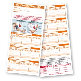 Fiche de suivi de mesure de la pression artérielle recto-verso au format DL - Papeterie Médicale