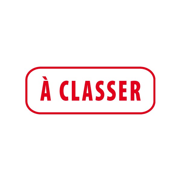 Tampon encreur rouge avec texte “À CLASSER” sur fond blanc, bords arrondis rouges.