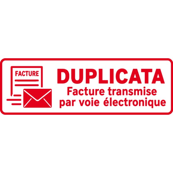 Tampon DUPLICATA pour identifier les factures transmises par voie électronique, modèle rouge
