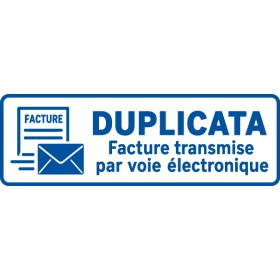 Cachet de facturation DUPLICATA avec pictogramme d’enveloppe pour documents envoyés sur les P.A.