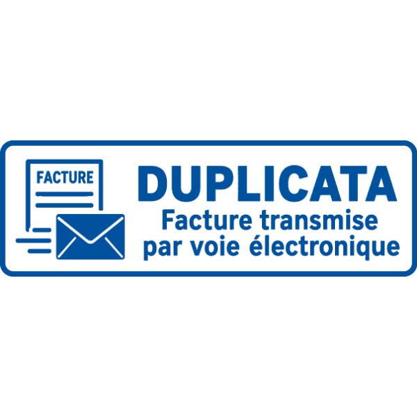 Cachet de facturation DUPLICATA avec pictogramme d’enveloppe pour documents envoyés sur les P.A.