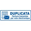 Cachet de facturation DUPLICATA avec pictogramme d’enveloppe pour documents envoyés sur les P.A.