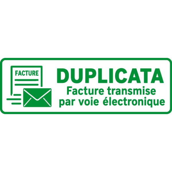 Empreinte de tampon professionnel signalant une copie de facture transmise électroniquement, version verte