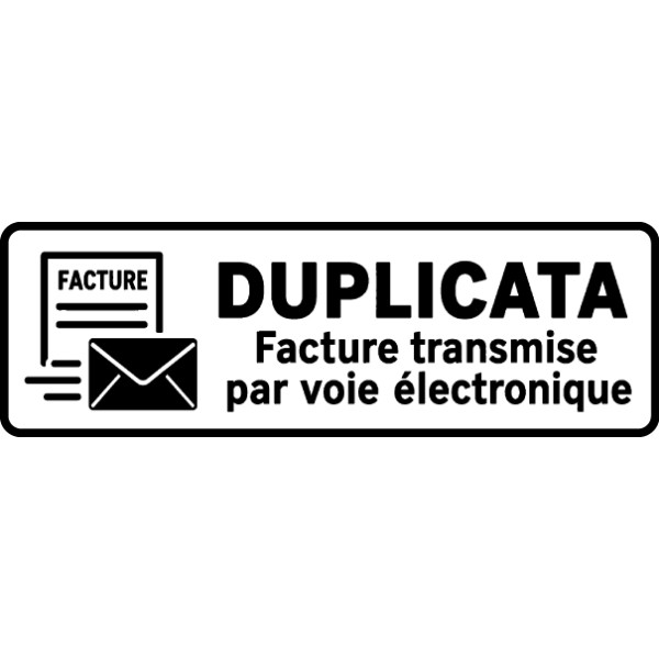 Marquage DUPLICATA pour justificatifs de facturation électronique avec symbole de courrier, en noir