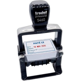 Tampon dateur automatique Trodat Professional 5460L20 PAYÉ LE avec encrage bleu et rouge