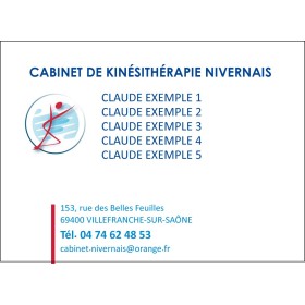 CARTES RDV KINÉSITHÉRAPIE COULEUR (90x65)