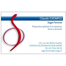 Carte de rendez-vous horizontale de sage-femme avec logo officiel de l'Ordre national et bandeau supérieur bleu azur.