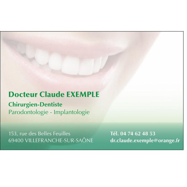 Dentiste - Sourire et Dégradé Vert - 85 x 55 mm