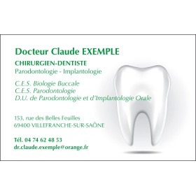 Dentiste - Typographie Verte & Dent en Volume - 85 x 55 mm
