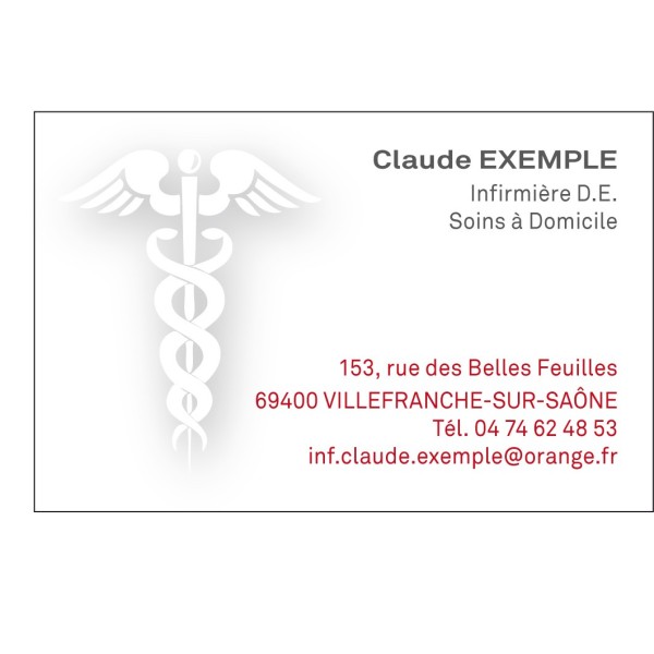 Cartes de rendez-vous Médical - Caducée d'Hermès Ombré & Fond Blanc