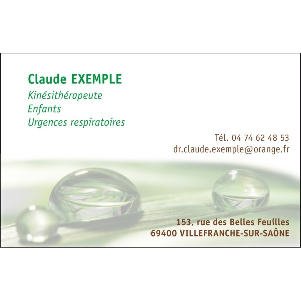 Gouttes d'eau & Nature - Professions de Santé - 85 x 55 mm
