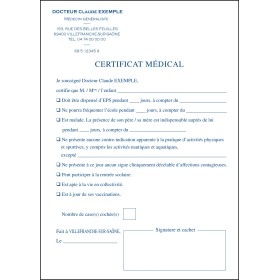 Certificat médical pré-imprimé