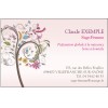 Carte de visite Sage-Femme – Modèle Arabesques: design floral élégant sur fond pale avec texte indiquant le nom, fonction et coo