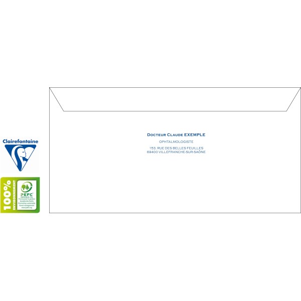 Enveloppes DL 110x220 Impression Dos Bleu