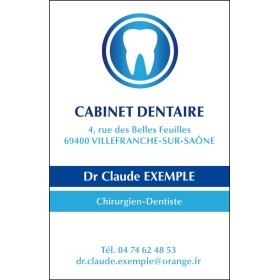 Dentiste - Format Vertical Logo Bleu - 55 x 85 mm