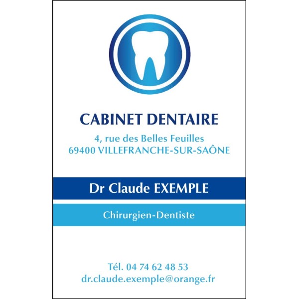 Dentiste - Format Vertical Logo Bleu - 55 x 85 mm