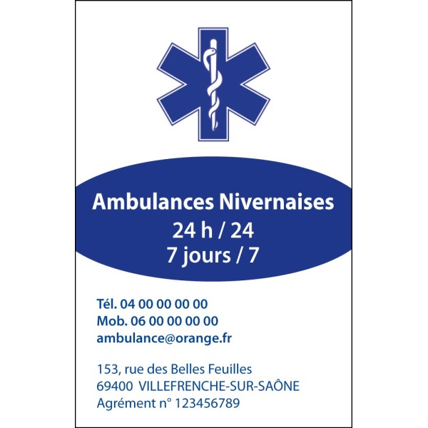 Cartes de visite Ambulances