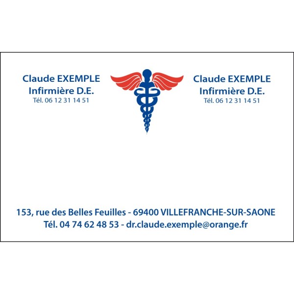 Caducée Central 2 Noms - 85 x 55 mm