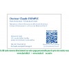 Carte de rendez-vous bleue avec QR code pour accès direct à Doctolib ou Maiia, format 85x54 mm, papier bristol rigide.