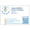 Carte de visite de pédicure-podologue avec QR Code DOCTOLIB/MAIIA: nom Claude EXEMPLE, activité pédicure-podologue et posture se