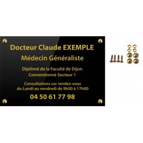 Plaque plexiglass NOIR Lettrage OR 30 x 20 (ép. 5 mm)