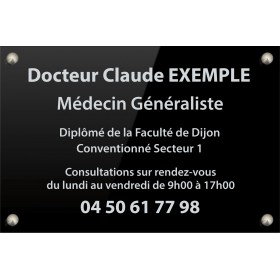 Plaque plexiglass NOIR lettrage ARGENT 30 x 20 (ép. 5 mm)