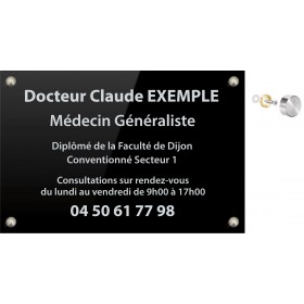 Plaque plexiglass NOIR lettrage ARGENT 30 x 20 (ép. 5 mm)