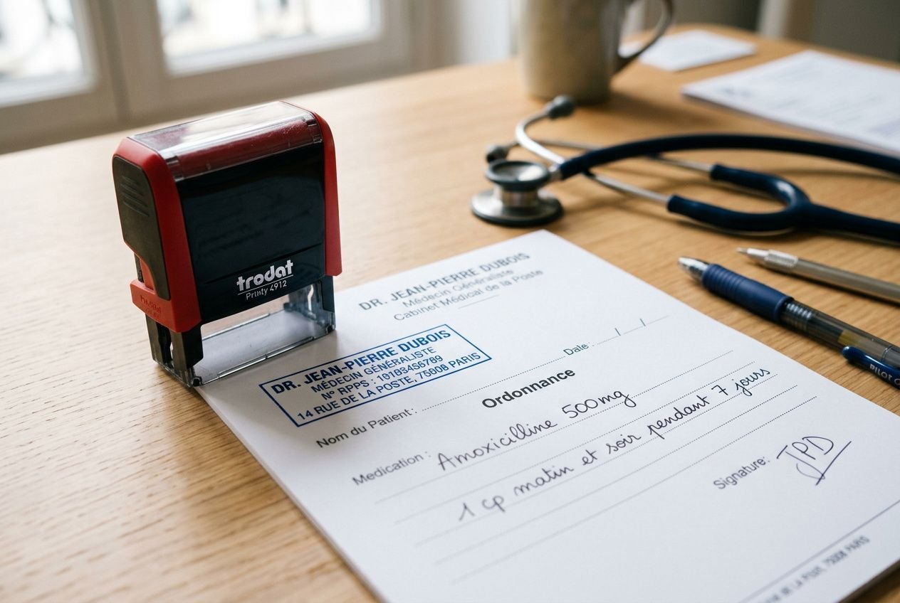 Tampon encreur médecin : authentifier ordonnances et documents médicaux