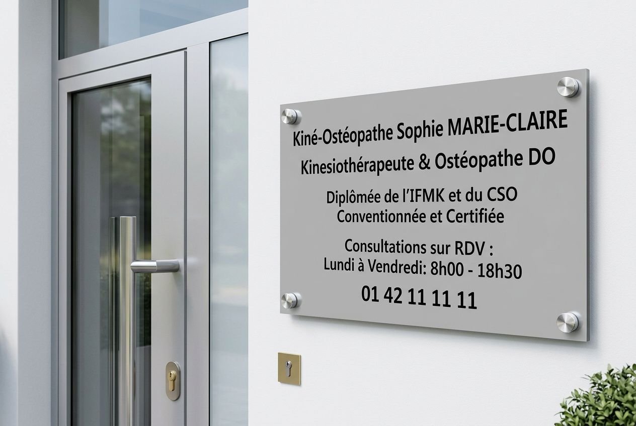 Plaque professionnelle kinésithérapeute : guide complet